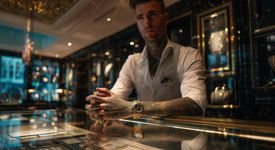 Un vendeur tatoué, une chaine un peu trop visible, la tenue adéquate d’un vendeur en boutique de bijoux ?
